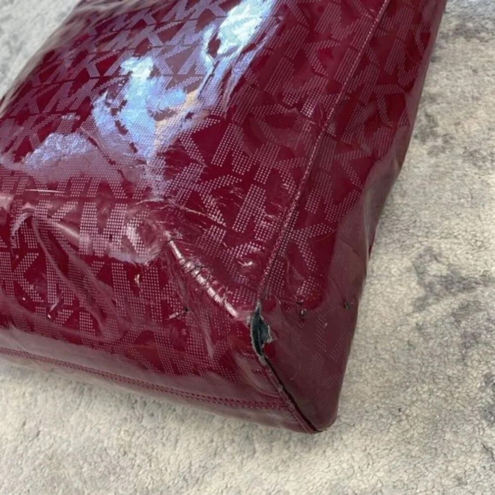 MICHAEL Michael Kors Jet Set Patent Leather Peony Tote Bag Logo DIY